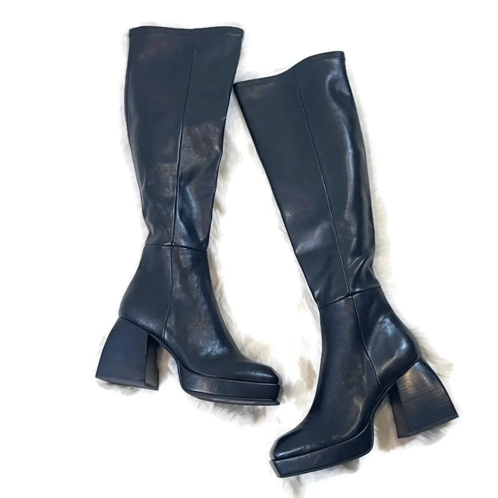 Jeffrey Campbell Dauphin Black Over-the-Knee Platform Boots